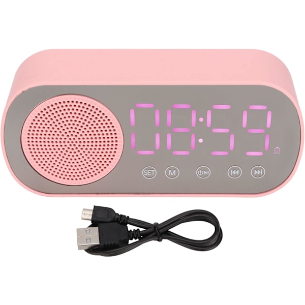 Digital väckarklocka, liten skrivbordsur Bluetooth 5.0 klockhögtalare HiFi LED-spegelskärm Micro USB-laddningsklockradio Smart klocka för sovrum,