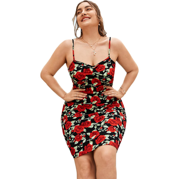 Kvinners Plus Size Blomstermønster Spaghetti Stropp Fest Mini Bodycon Kjoler