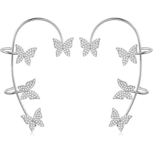 2PCS Butterfly Ørepynt Øreklips Klatrer Wrap Rundt Ørepynt for Kvinner Jente