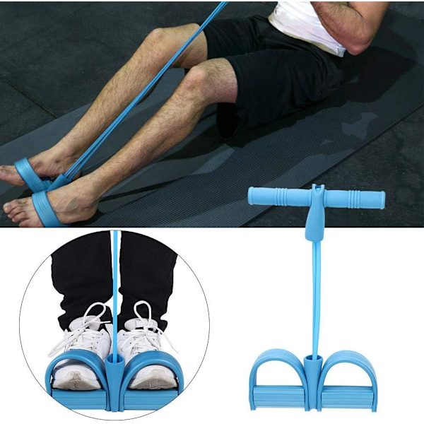 Pedalmotståndsband, Dubbelsträngad Rpe Blå Sit-up-tränare, Fitnessenhet Yga Utrustning för Yga Wrkut Blå Blå