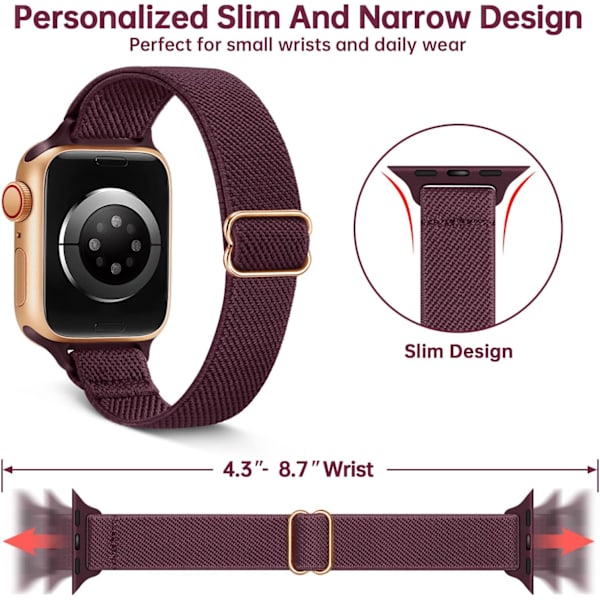 Tunt, elastisk band som er kompatibelt med Apple Watch - 44 mm