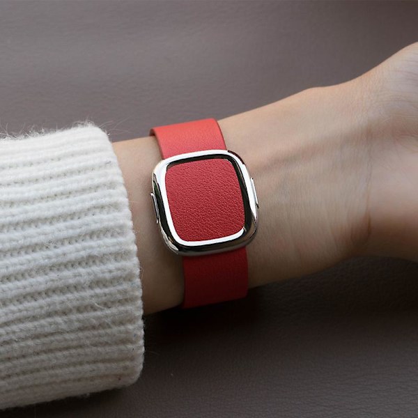 Modernt spänneband för Apple Watch Band 45mm 41mmm 44mm/40mm 38 42mm 49mm Correa Läderarmband Iwatch Serie 3 6 Se 7 8 Ultra Ruby 40mm 38mm 41mm