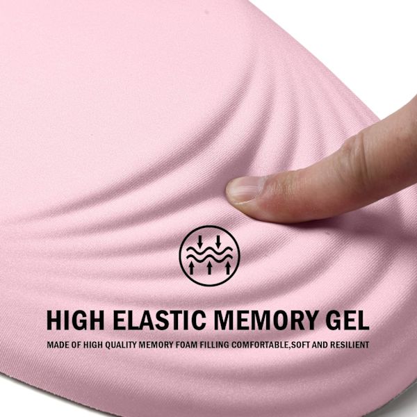 Ergonomisk musemåtte med håndledsstøtte, musemåtte lindrer karpaltunnelsmerter, hele musemåtte i memory-skum med skridsikker PU-bund, trådløs pink