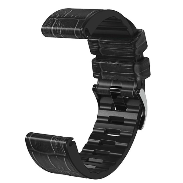 För Garmin Fenix 7 / 6 / 5 Krokodil Textur Silikon Läder Klockarmband EHX Black