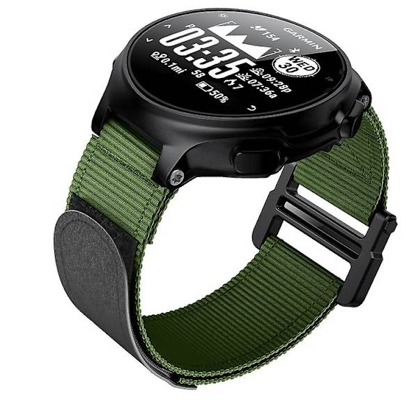 For Garmin Forerunner 735xt Krog og løkke Fastgørelse Nylon Urrem HFM Army Green