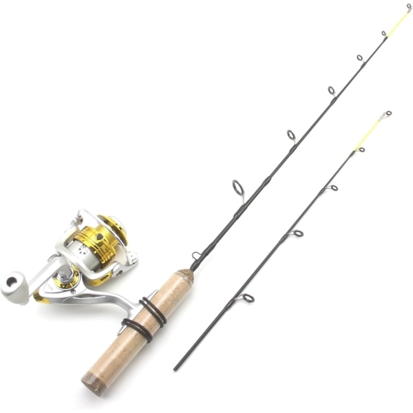 65cm 2Tips Isfiskeri Stang Vinterstang Hjul Combos Fiskehjul Sæt Stangstang Stang Takkel Kulstofstang Isstang med Hjul Gedder Fiskestang (Farve: Stang og