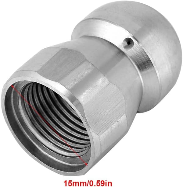 Kloakdyse-sæt m/hydrojet, tilfældigt flow og knapforsegling til drænrensning, rustfrit stål 3/8 tomme - 4000 PSI (1, sølv) Sølv Sølv
