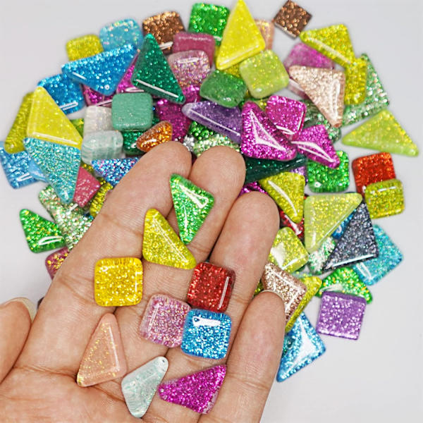 Assorterede farver glasmosaikfliser - 200g glitter krystalmosaiksten til håndværk