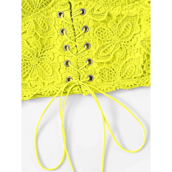 Kvinde Øjelet Snøre Ærmeløs Spaghetti Stropper Lynlås Bag Crop Camisole Cami
