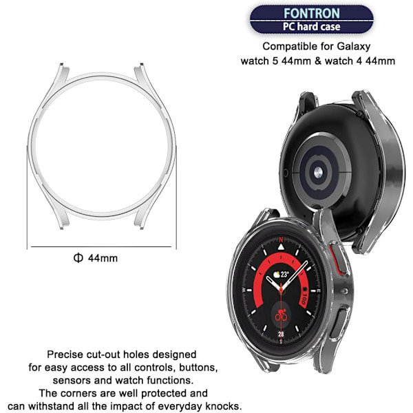 Smartwatch-etui kompatibelt med Samsung Galaxy Watch 5 44 mm skærm