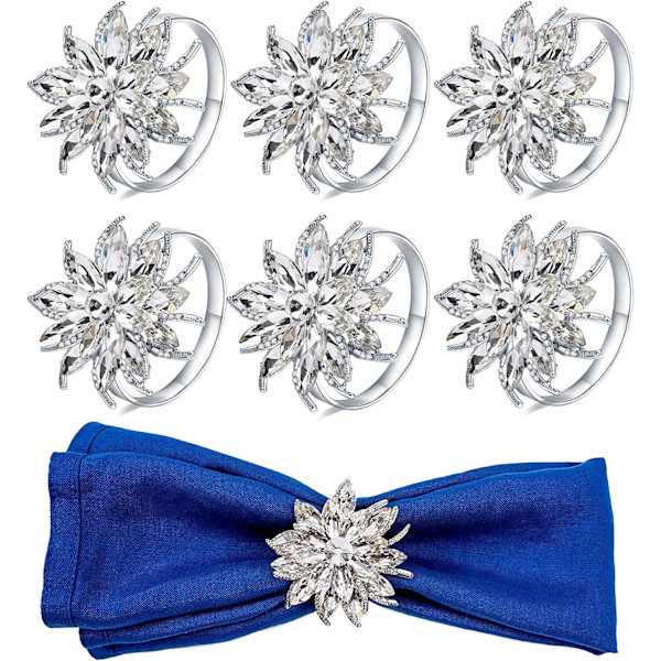 Servettringar Silver set om 6