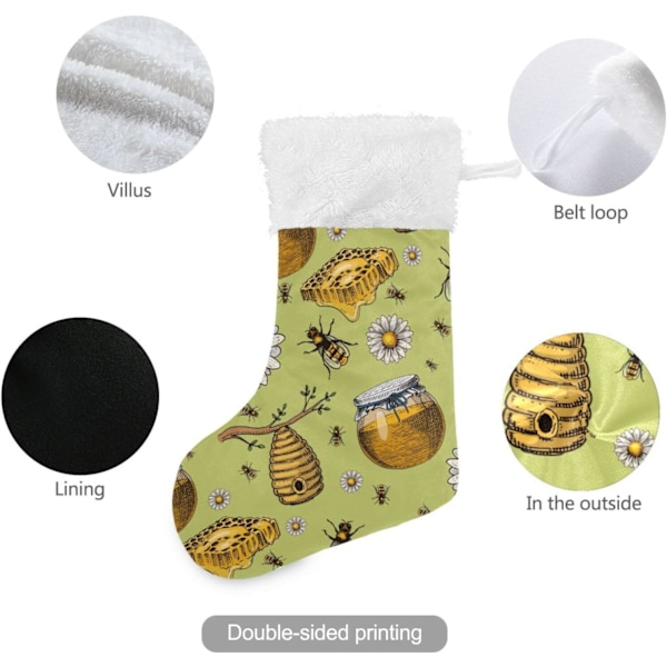 Julklapp, Personliga Julklappsstrumpor 2-pack Bi & Honung Prästkrage 45,7 cm Julstrumpor Hängande Ornament Eldstad för Träd