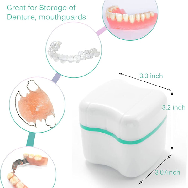 Denture Bath Case Cup - genomskinlig låda för proteser (2-pack)