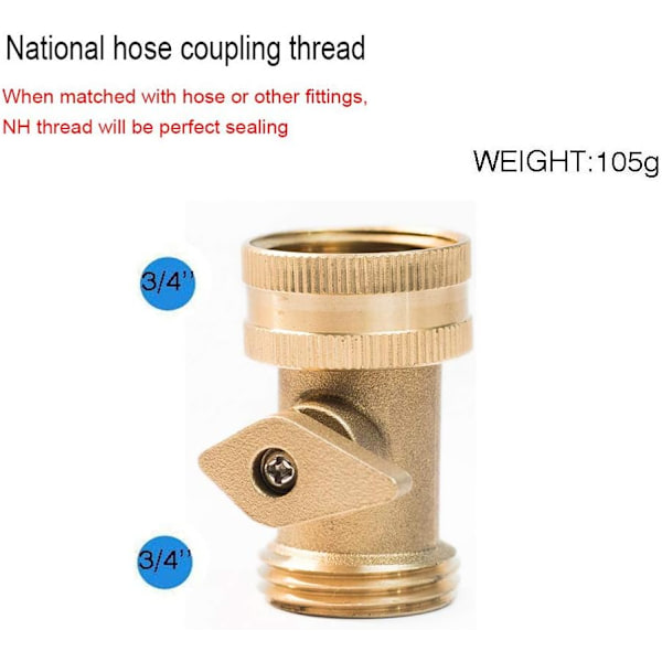 Heavy Duty Messing Afspærringsventil Havevandslange Til/Fra Ventil Messing Vand