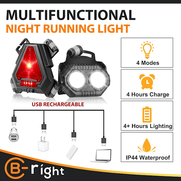 Nattlöpningslampor för löpare Utomhus LED-bröstlampa med säkerhet