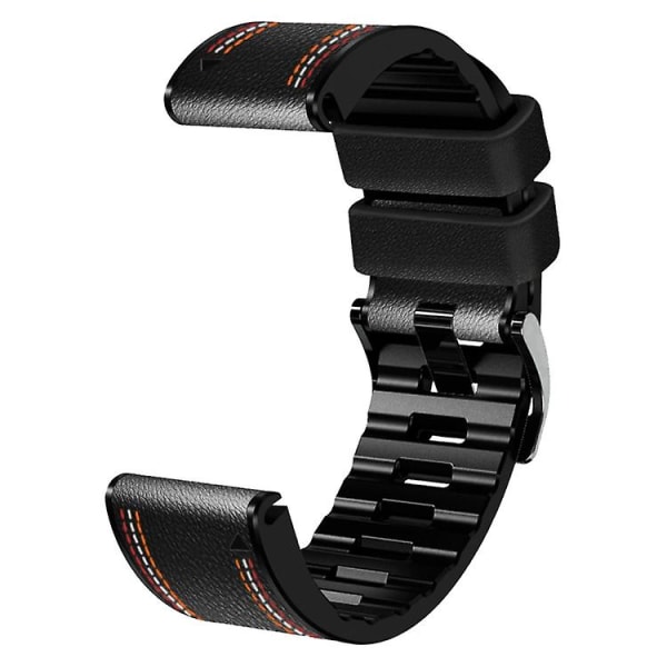 Til Garmin Fenix 7x Tricolor Stitching Silikone Læder Rem SIV Black
