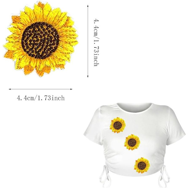 20 solsikke broderi patches - strygemærke til tøj og sy på DIY tilbehør