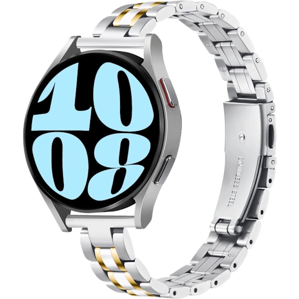 Smalt band kompatibelt med Galaxy Watch 7/FE/6/5/4 40mm 44mm, 5 Pro 45mm, Watch 6/4 Classic 43mm 47mm 42mm 46mm, 20mm metall rostfritt stål två