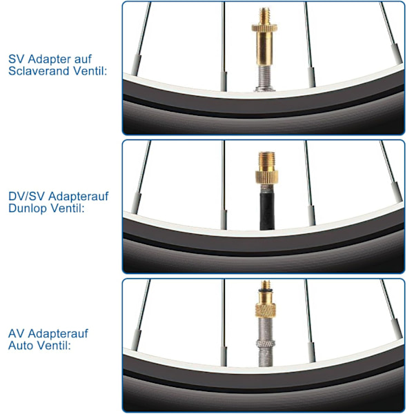 Sykkelventil-adaptersett - Presta til Schrader-ventiladapter for sykkelslange