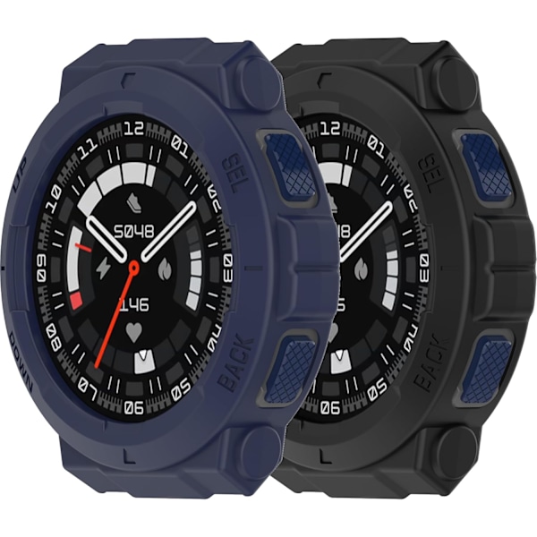 2 PAKKAUSTA Koteloita Suunniteltu Amazfit Active Edge -kotelolle TPU Suojakuori Kestävä Puskuri Amazfit Active Edge -kellokotelon Lisätarvikkeille (Musta&Tumma