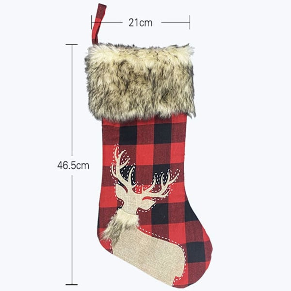 Julklappsstrumpor, Julstrumpor, Julklappspåsar, 2021 Nya 4 st 18 tum Röd och Svart Buffelrutig Klassisk Tomte Snögubbe Rensa Jul C