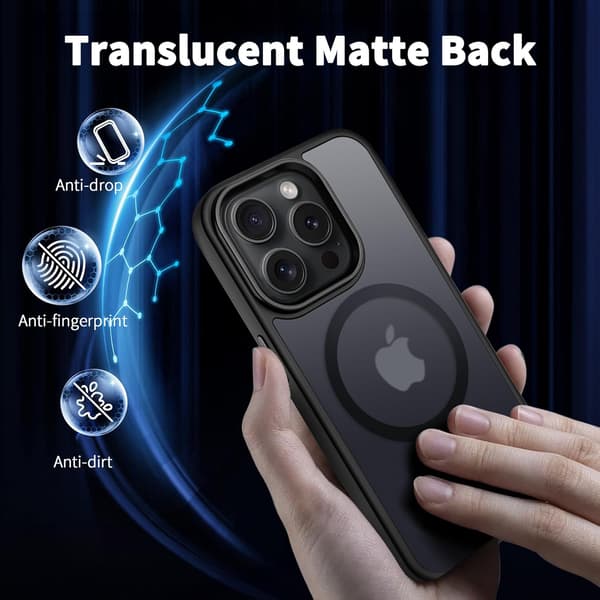 Magnetisk etui til iPhone 15 Pro Max 2023 (6,7 tommer) - MagSafe-kompatibel, stødsikker, sort
