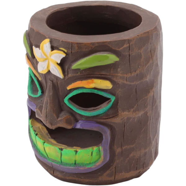 Tiki Totem n Holder, Ny Fluorescerende Resin Tiki Totem Blyantholder, Tiki Ornament n Kopp for Blyanter, Pensler og Kontorrekvisita  Tiki  Tiki Totem