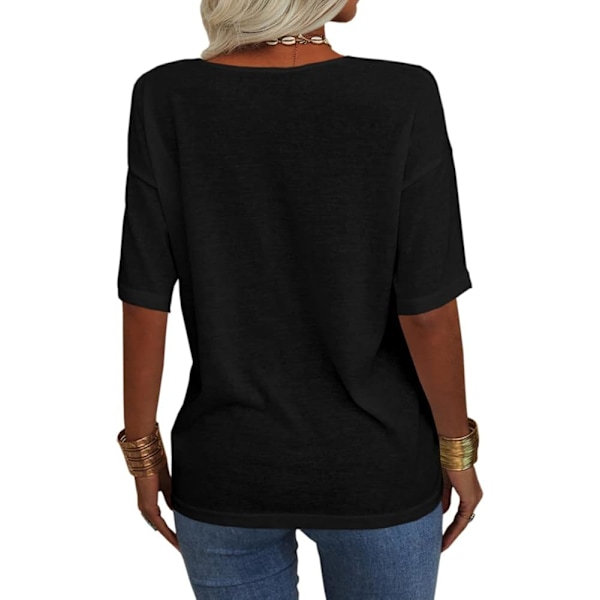 Dame Mode V-hals Halv ærmer Oversized T-shirt Solid Casual Løs Basic