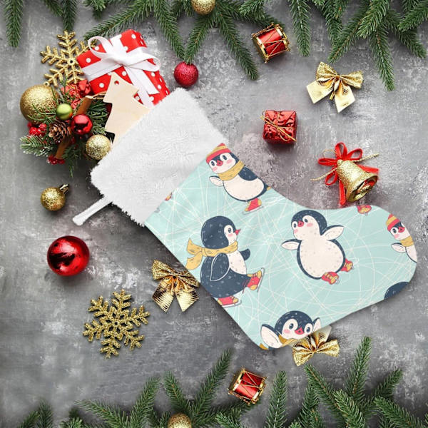 Julklapp, Personliga Julklappsstrumpor 2-pack Pingvin Söt Djur Retro 18 tum Julstrumpor Hängande Ornament Eldstad för Träd