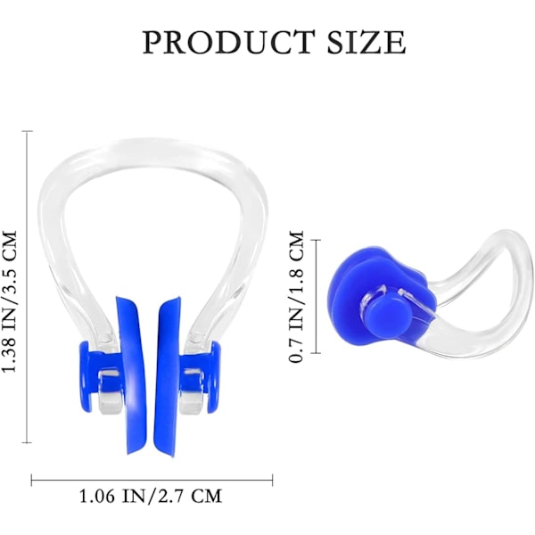 Neseklemmer for svømming (6 stk) med etui - Nesebeskyttelse i silikon