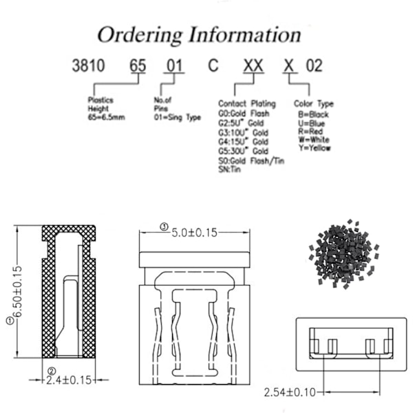 200 stk. 2,54 mm Standard Printkort Shunts - Kort Jumper Cap Kit