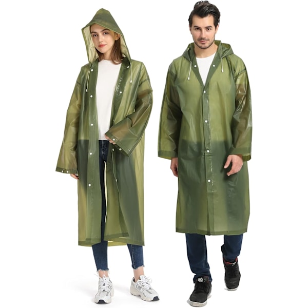 2 Pack Raincoats for Adults Reusable. EVA Rain Ponchos Lightweight Rain Coat