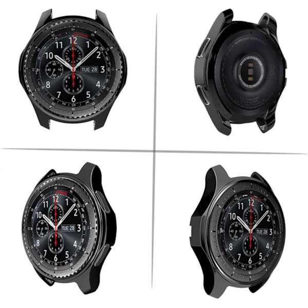 /Classic Case, Farverig Elektroplettering Blød TPU Beskyttende Case Udskiftningsbeskyttelsesdæksel Ramme til /Classic Smartwatch (Sort) Sort