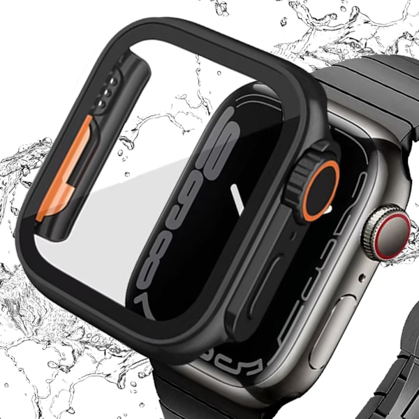 Apple Watch Vandtæt Etui Kompatibelt med Apple Watch SE 4 5 6 7 8 45MM 44MM 41MM 40MM med Hærdet Glas Skærmbeskytter, Fuld Beskyttelse PC Materiale