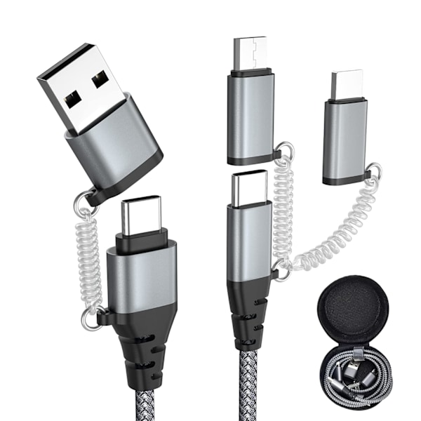USB C Multi Hurtiglading Kabel PD 60W 3A Data Synkronisering Nylon Flettet