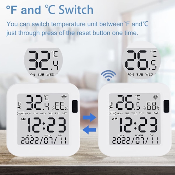 Smart Wifi Temperatur Fuktighetsövervakning Trådlös