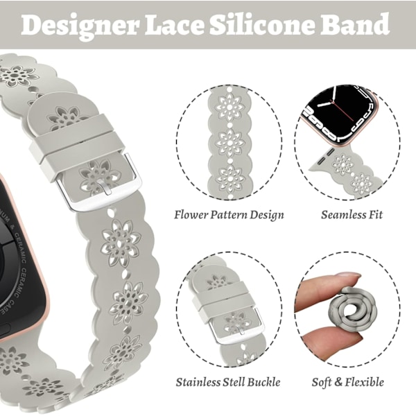 Blommigt silikonband kompatibelt med Apple Watch -band 38 mm