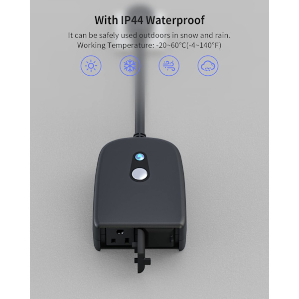 Udendørs Smart Plug, Udendørs Wi-Fi-stik med 2 stik