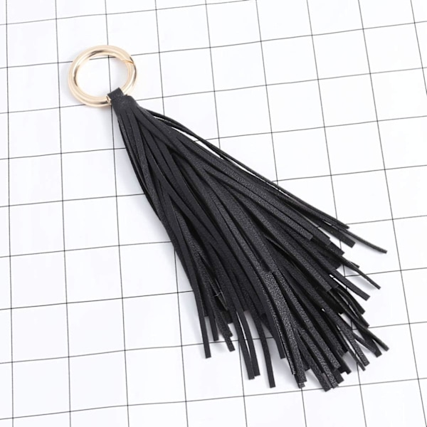 Kaffe Läder Tassel Nyckelring Cirkel Nyckelringar Tassel Nyckelring Charm