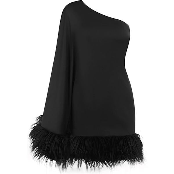 One Shoulder Faux Fur Club Kjole Kvinders Sexy One Shoulder Faux Fur Mini Kjole