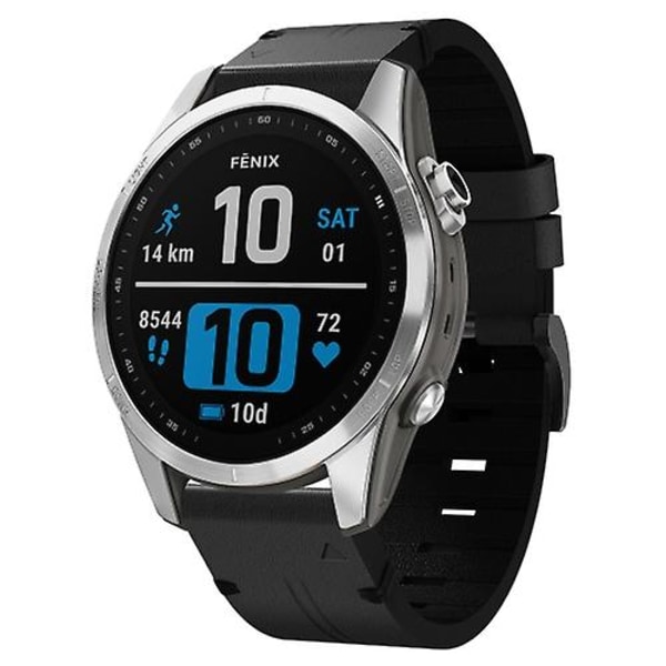 For Garmin Fenix 7s 20mm Læder Stål Spænde Urrem NZL Black