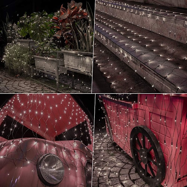 12ft x 5ft 360 LED julelysnet, 8 tilstande vandtæt med timer lavspænding tilslutningsbart netlys til træer, buske, buske, have,