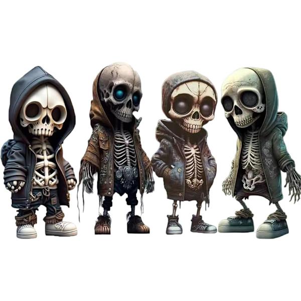 Seje skeletfigurer statue cool     hjemmeindretning sød kranie mini figur samleobjekter DIY håndværk til skrivebordsdekorationer (stil 4 stk) stil 4 stk