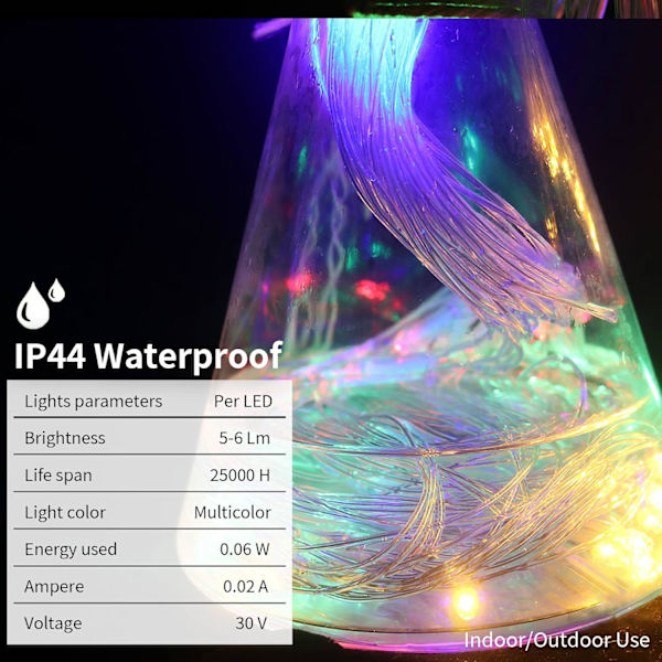 Julgransljus Utomhus Nätljus 9,8ft x 6,6ft 198 LED Flerfärgade Nätljus Plug in Mesh Ljus 8 Lägen Anslutningsbara för Tak Trädgård Gräsmatta
