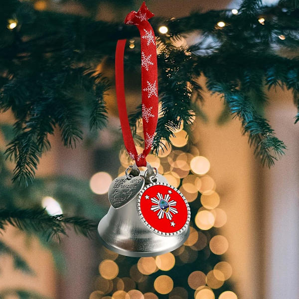 Guam Filippinerna Silver Bell Julgransprydnad Julgransklockor med Röd Snöre Metall Julgranshängande Dekorationer för Semesterfest Kärleksklocka Kärlek