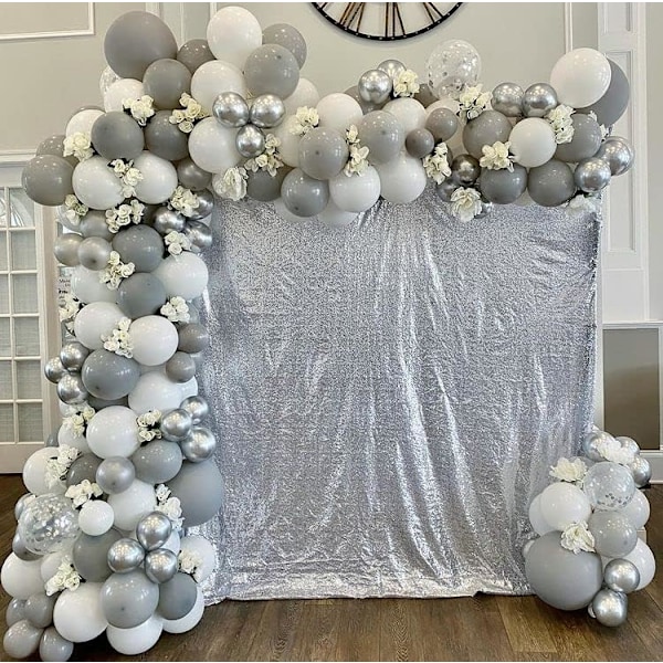Sølvfarget Sequin Bakgrunn 8ftx8ft Vinter Jul Feriefest Bakgrunn Bryllup