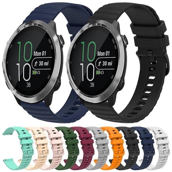 For Garmin Forerunner 645 Music 20mm Bølget Punkt Mønster Ensfarvet Silikone Urrem YZR Black