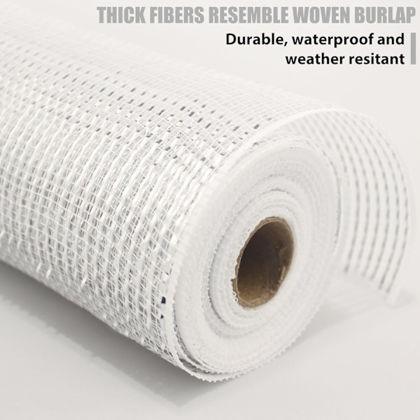 Deco Mesh 10 tum x 30 fot, Vit Mer Bredd Metallic Folie Mesh Tyg,
