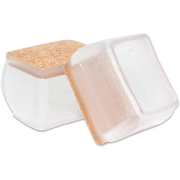 24 st transparenta möbelbenskydd med filt dynor, rektangulära stolsbensöverdrag för trägolv, förhindra repor, passar 38 till 51 mm x 25 till