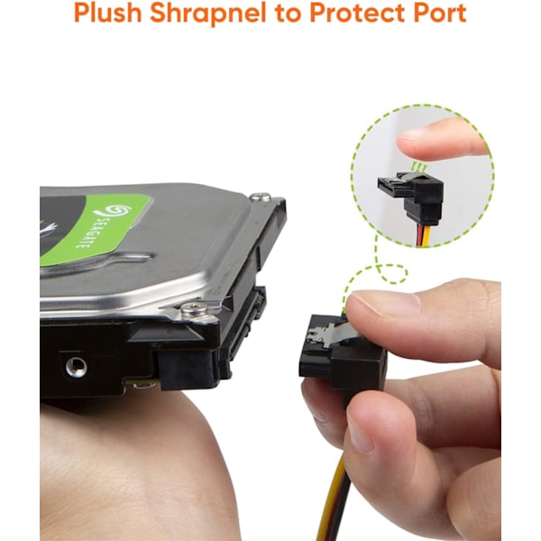 Sata-strømkabel 6\" Sata 15-pin hann til 2 Sata 15-pin